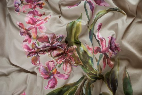 satīna gultas veļa decoflux orchid almond