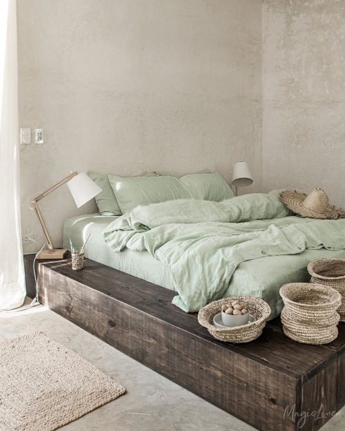lina gultas veļa Sage Green