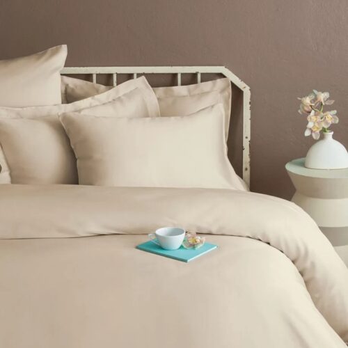 Сатиновое постельное белье Orchide бежевого цвета