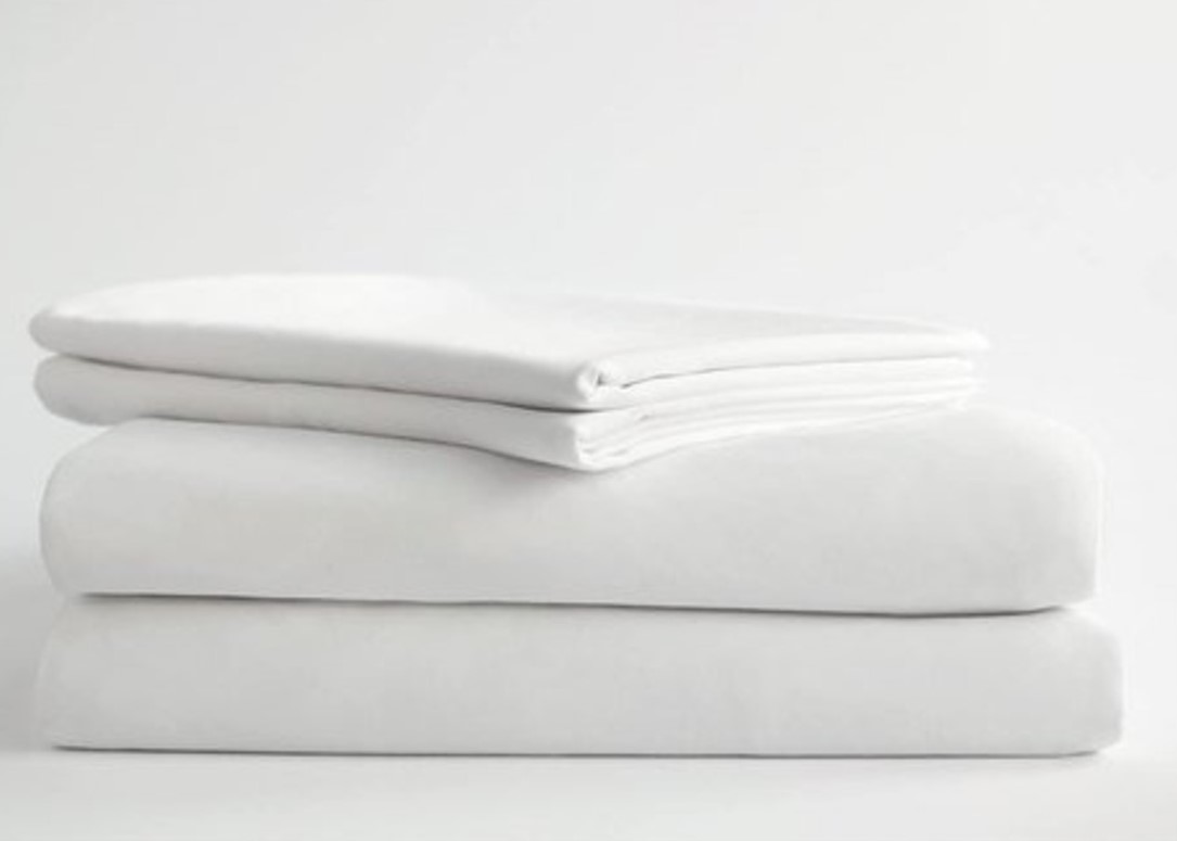Белая хлопковая простыня без резинки 500TC